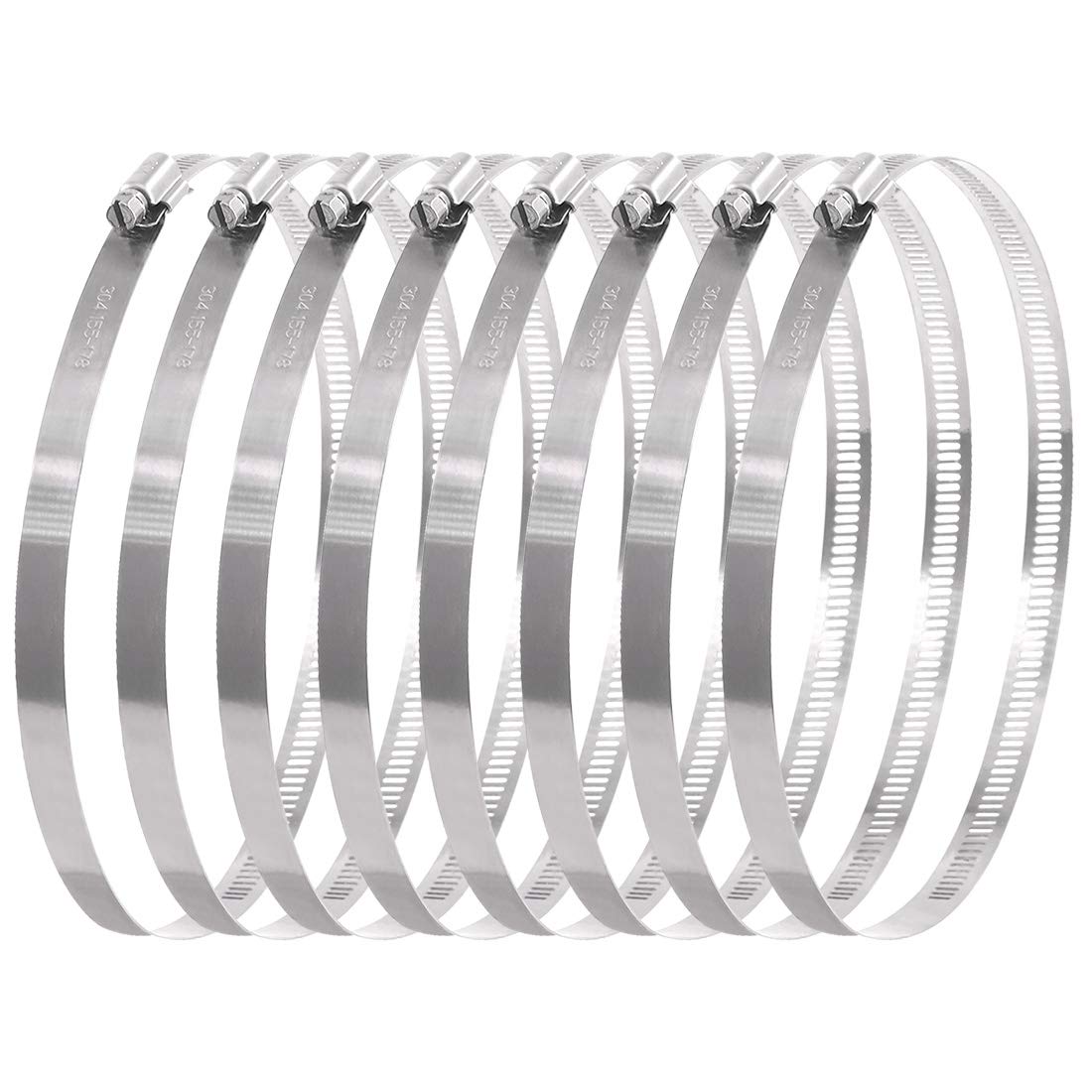 Swpeet 8Pcs 6-7inch (155-178mm) Hose Clamp 304 Stainless Steel Adjustable Range Worm Gear Hose Clamp Fuel Line Clamp Perfect for Plumbing, Automotive and Mechanical Applications