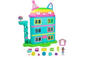 DREAMWORKS GABBY'S DOLLHOUSE Gabby's Dollhouse, 15 Pc Celebration Dollhouse, 25-Inches Tall, with Toy Figures, Doll House Furniture & 10 Sounds, Kids Toys for Girls & Boys Ages 3+