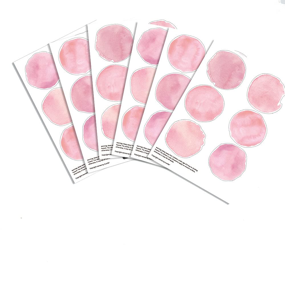 Pink Watercolor Polka Dot DIY Embellishments Wall Sticker Decal for Kid Girl Nursery Room Decortaion - Pink 36 Dots of 2.36in