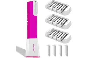 KmaxShip Sonic Dermaplane Razor for Women Face, Women Facial Exfoliation & Peach Fuzz Removal Device with 12 Blades & 4 Exfol