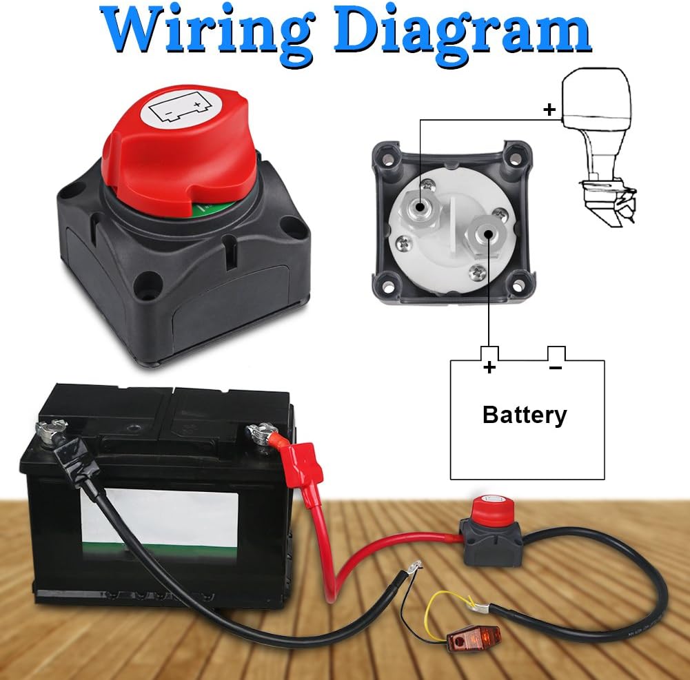 WATERWICH DC 8-60V Battery Disconnect Switch Cut/Shut off Marine Battery Switch 275/1250 Amp Waterproof for Ship Boat Small Yacht RV Camper Truck Car Vehicle(On-Off Switch): Automotive