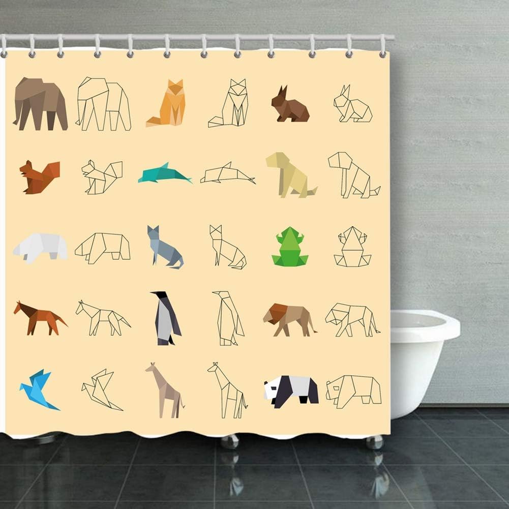 Amazon Com Zhufeifan Kit Fifteen Animals Paper Origami Animals Wildlife Origami Animals Wildlife Shower Curtain Polyester Fabric Bathroom Decor Sets With Hooks 60 X 72 Inches Home Kitchen