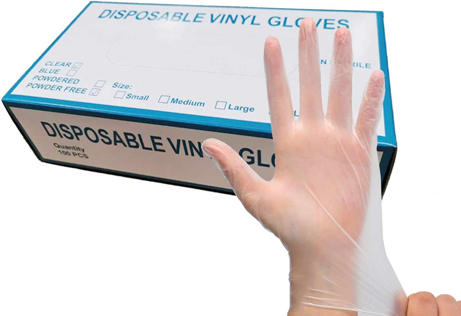 Disposable Vinyl Gloves 100 Pcs PVC Gloves Powder Free Rubber Latex Free Safety Glove for Kitchen Cooking Cleaning Safety Food Handling (M)