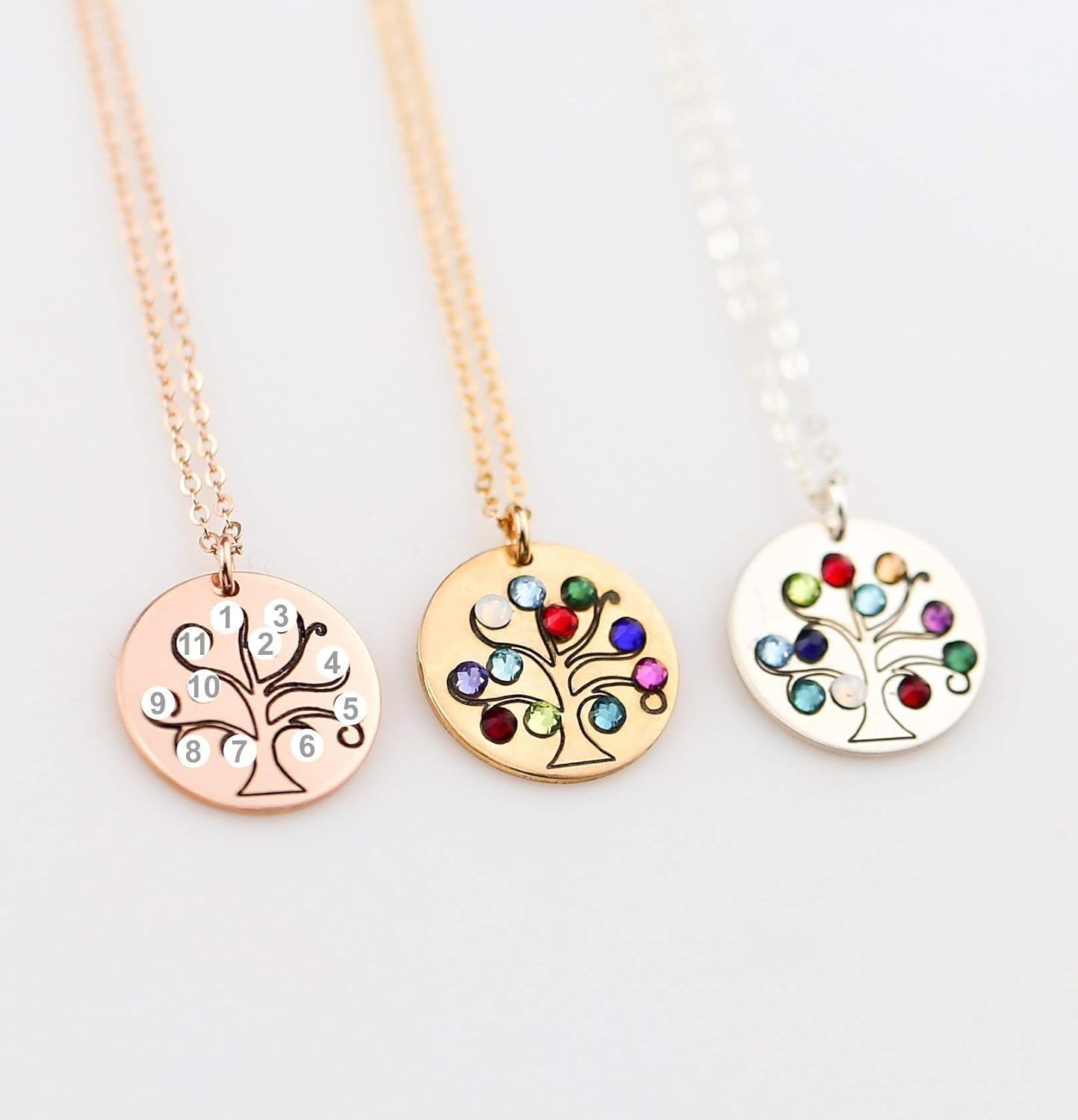 14k gold family birthstone necklace