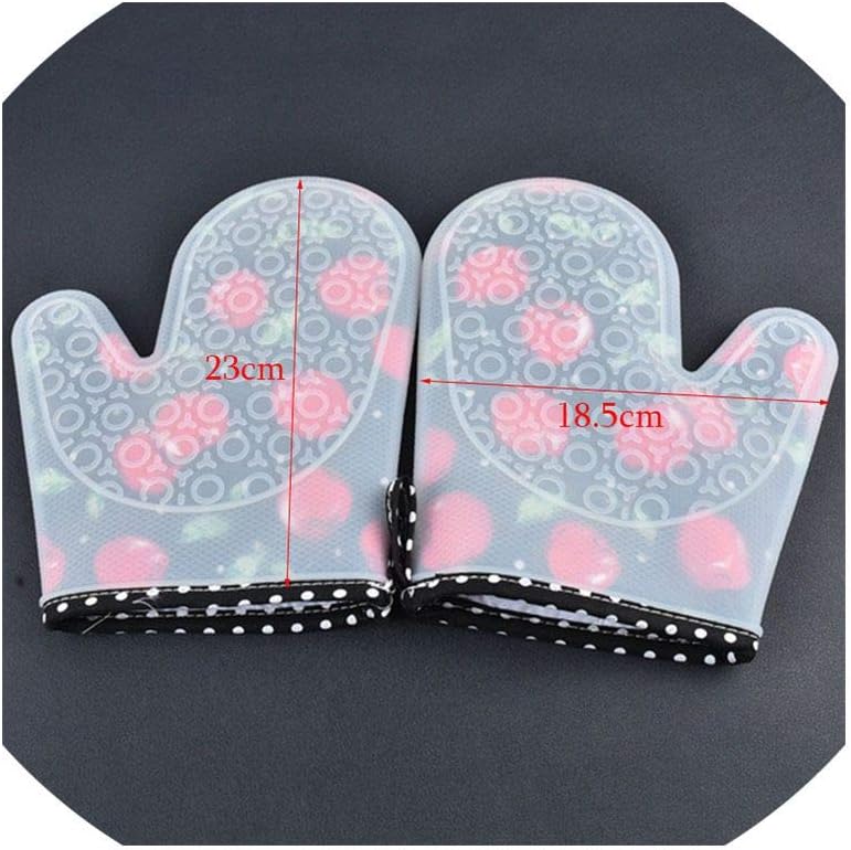 Oven Mitts 2Pc/Set Heat Resistant Silicone Kitchen Gloves Oven Mitts Thicker Silicone Cooking Glove Microwave Oven Kitchen Print Gloves,Blackshort