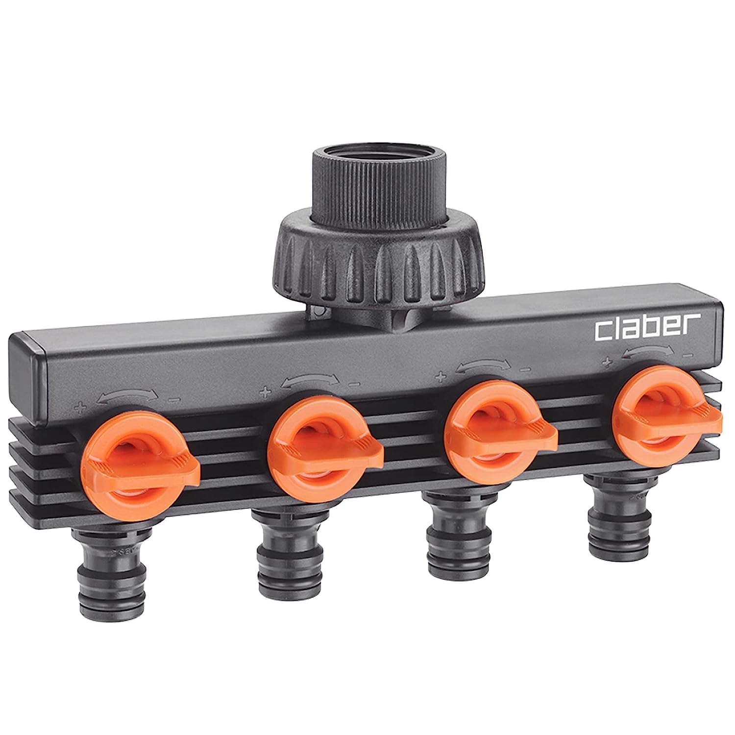 Claber 8581 Four Way Socket, Black/Orange/Grey