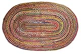 Cotton Craft - Hand Woven Reversible Jute & Cotton Multi Chindi Braid Rug - 5 x 8 Feet Oval - This Rug is made from multi color re-cycled yarns, actual product may vary in color from the image shown