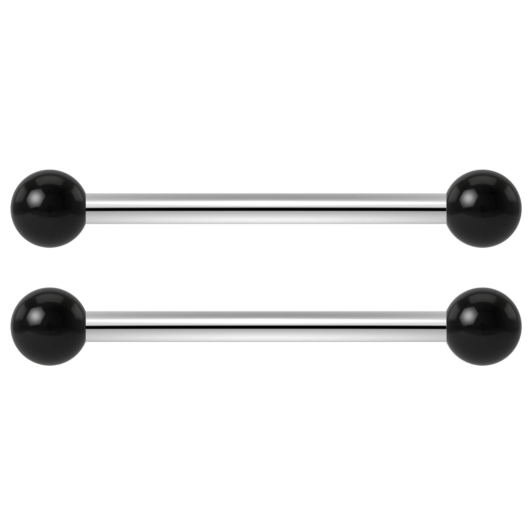 Bling Piercing 2pc 1.2mm 16g Barbell Cartilage Earring Stud Vertical Anti Tragus Triple Forward Helix Bar 316L Surgical Steel Lobe 3mm Ball Black - 14mm