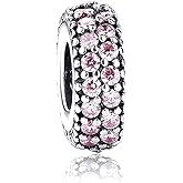 Sparkling Cubic Zirconia Birthstone Spacer Charms fit Pandora Charm Bracelets Christmas Birthday Jewelry Gift for Women Daughter Sister Wife Granddaughter