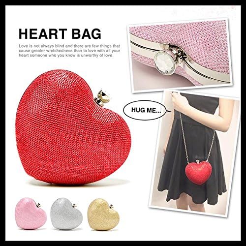 Amazon ノーブランド品 2way 立体ハート型クラッチバッグ 4 ゴールド パーティーバッグ