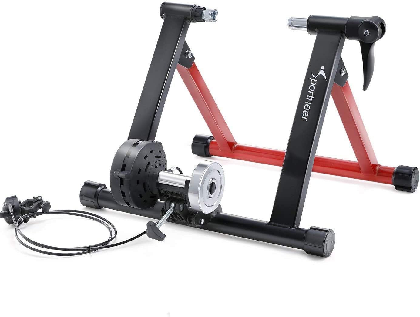 Sportneer Turbo Trainer, Bike Trainer Stand Steel Bicycle Exercise Magnetic Stand with Noise Reduction Wheel for Indoor Trainer