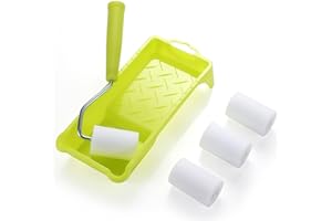 KUPOO Paint Roller 2 Inch,High-Density Foam Roller with Frame,Tray,Mini Paint Roller Refills, Small Sponge Roller Painting Supplies for Smaller DIY Stenciling Projects(Pack of 6)