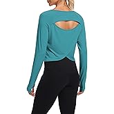 Bestisun Long Sleeve Workout Running Shirts Athletic Yoga Gym Crop Tops for Women