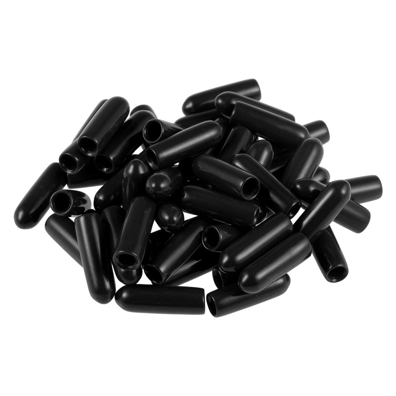 TA-VIGOR 50Pcs Rubber End Caps, 3mm ID Round Flexible Screw End Caps Thread Protectors, Black Vinyl Bolt Covers Rubber Covers for Screws, Tubes, Cables, Wires, etc