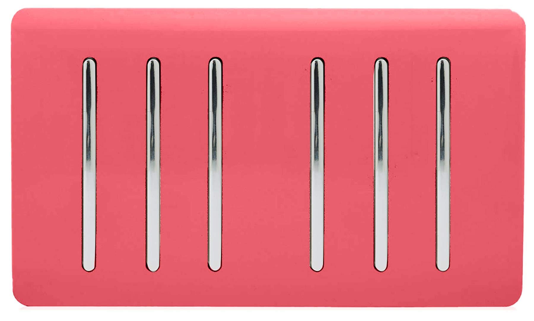 Trendi Artistic Modern Glossy 6 Gang 2 Way Rocker Double Plate Tactile Light Switch Strawberry