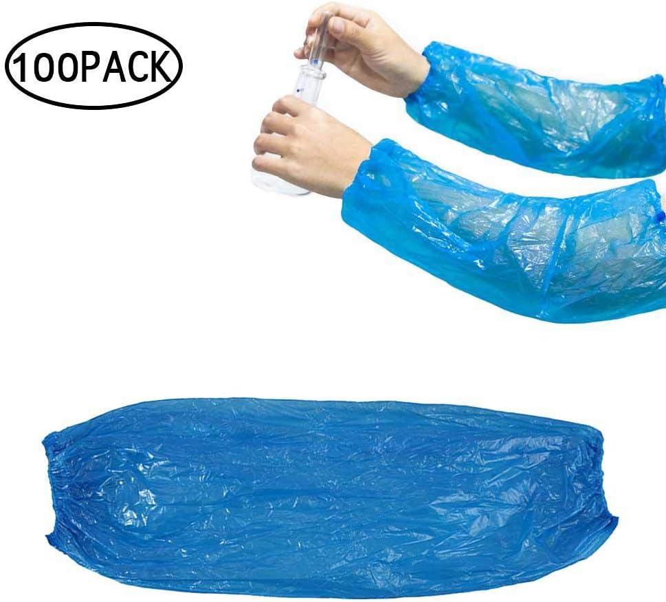 AUOKER Disposable Arm Sleeves Covers, 100pcs Waterproof PE Oversleeves Covers Protector Guard for Painting, Repair, Cleaning, Tattoo, Showers - 15