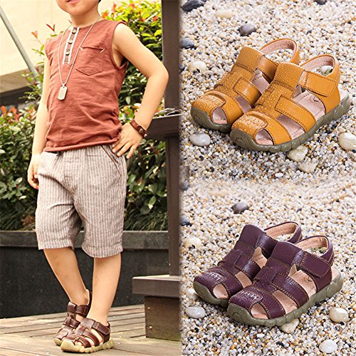 image for LONSOEN Leather Outdoor Sport Sandals,Fisherman Sandals for Boys(Toddl
