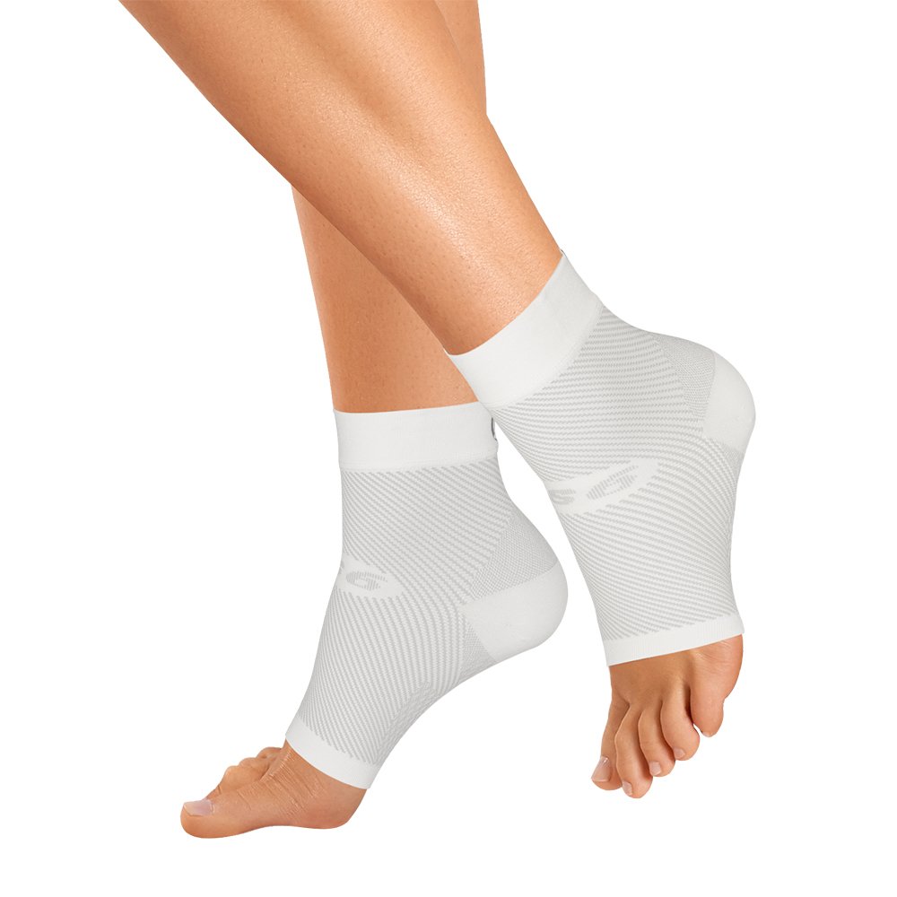 OrthoSleeve FS6 Foot Sleeve, Exclusive 6 Zone Compression Technology, Plantar Fasciitis, Heel Pain & Swelling Relief, 1 Pair, XL White