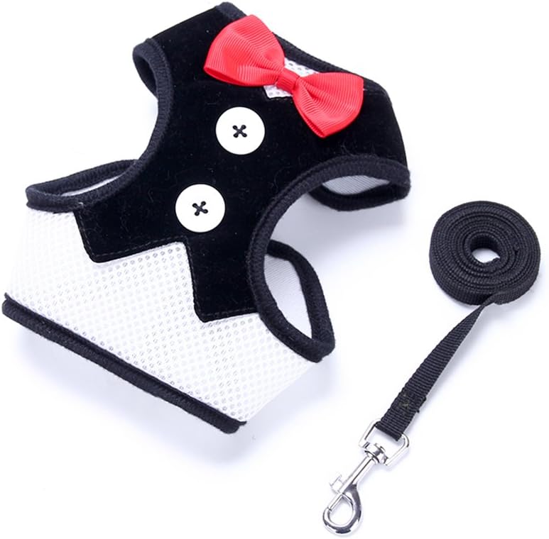 XMDZ Dog Suit Wedding Vest Harness Jacket and Bow Tie Set with Leash No Pull Soft for Puppies Small Dogs