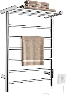 Toallero Eléctrico con Temporizador,Toallero Eléctrico de Pared Inteligente a Temperatura Ajustable,145W,Acero Inoxidable,680 x 500 mm,Plata