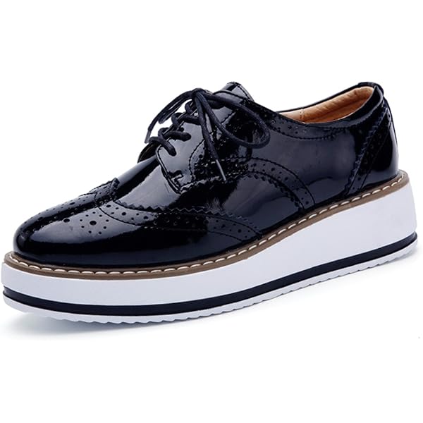 アンクルモオUSHI Amazon.com | WUIWUIYU Womens Casual Patent Leather Lace-Up