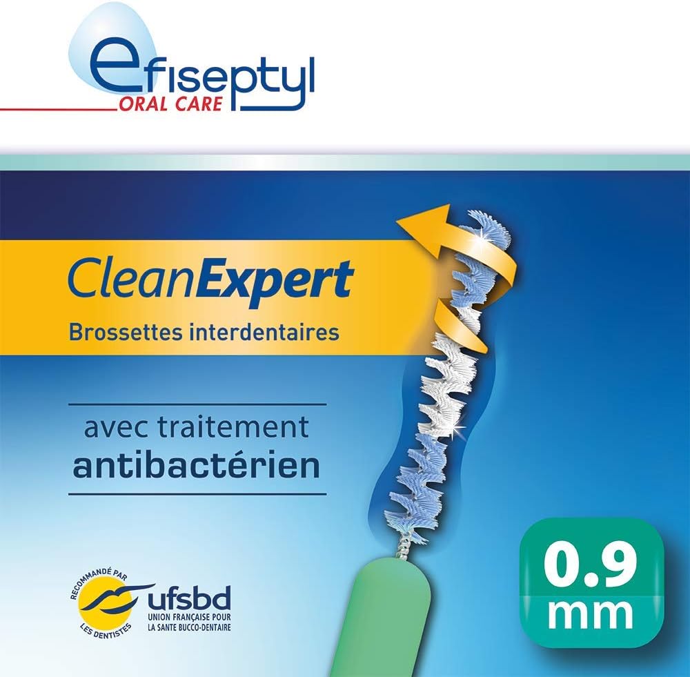 Efiseptyl - Clean Expert Interdental Brushes 0.9 mm - Resealable Bag - with Antibacterial Treatment - Pack of 6 Brushes - Image 3