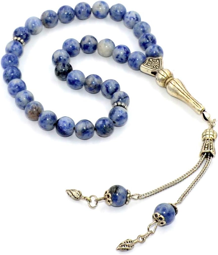 ALBATROSART -Gentle Men Collection- Prayer Beads-Worry Beads-Tesbih-Tasbih-Tasbeeh-Misbaha-Masbaha-Subha-Sebha-Rosary (Blue Aventurine Stone-8 mm-)