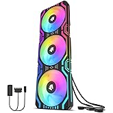 Asiahorse Matrix-Black 56 Addressable LEDs RGB Fans, 360MM All-in-One Square Frame Integrated RGB Case Fan with MB Sync/Analo