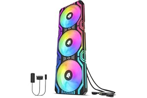 Asiahorse Matrix-Black 56 Addressable RGB LEDs 360MM All-in-One Square Frame Integrated Fan with MB Sync/Analog Controller, PWM Control Fan for Computer Case and Liquid Cooling System