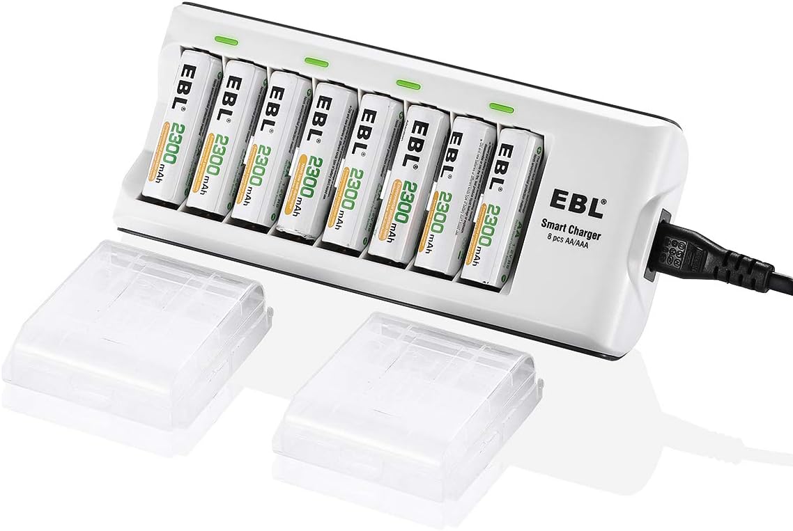 EBL Rechargeable AA Batteries 2300mAh Long Lasting Battery (8 Counts) with Battery Charger for AA AAA Batteries: Electronics
