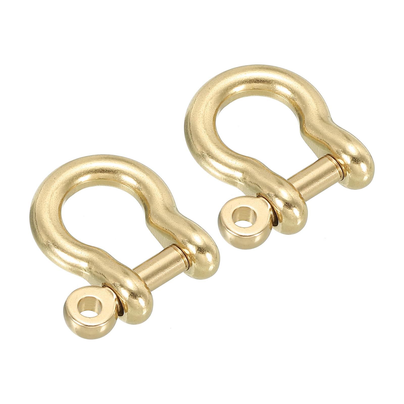 PATIKIL D-Ring Shackle, 2 Pack 7mm Inner Width Pure Brass U Type Fob Key Hook Small Bow Shackles for DIY Craft Leather Replacement