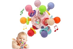 CAHILON Baby Montessori Teething Toys for 0-6 6-12 Months, Food Grade Teether Sensory Toys for Babies 0 3 6 9 12 Months, Infant Newborn Developmental Learning Rattle Toys Gifts for Baby Boys Girls