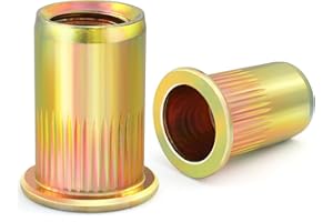 VGBUY 200Pcs 10-32UNC Rivet Nut Carbon Steel Zinc Plated Rivnut Threaded Insert Nut, Knurled Body (VG30504)