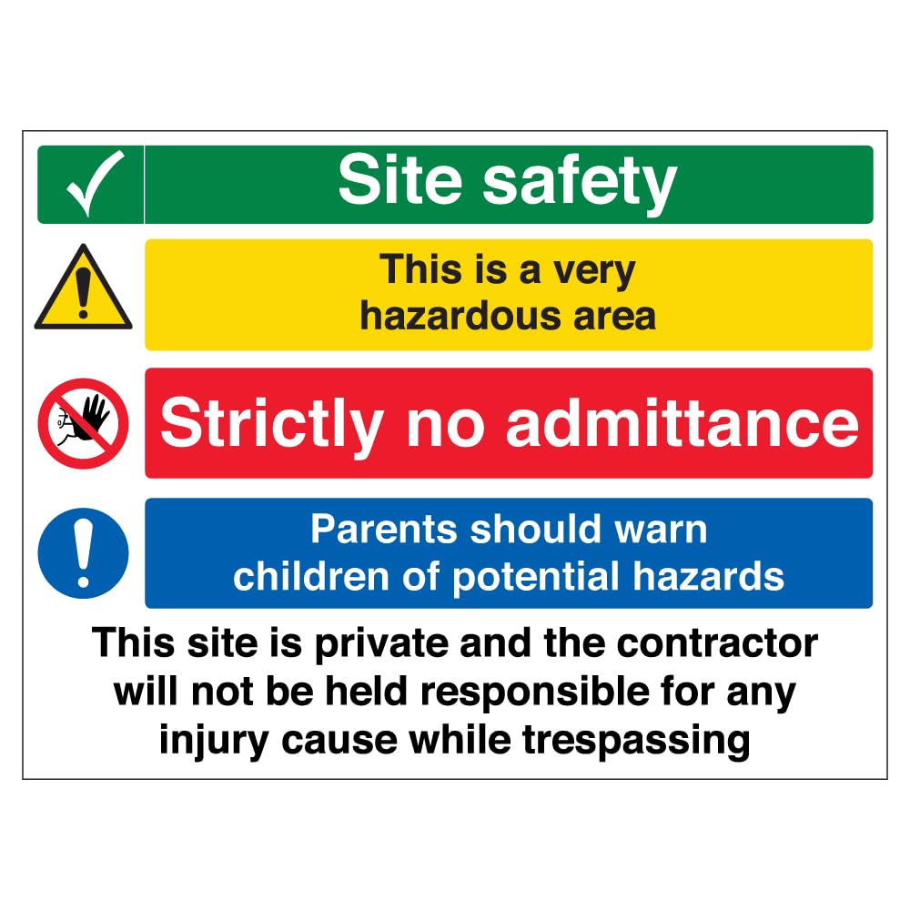 V Safety Multi Hazard Site Safety Very Hazardous Area - Correx® 600 x 450 mm Safety Sign