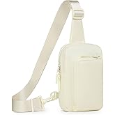 SUIKIHUM Mini Sling Bag for Men Women, Small Travel Fanny Packs Crossbody Anti Theft Reversible Nylon Chest Bag for Running Hiking (Beige)