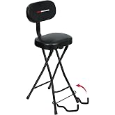 Gator Frameworks Guitar Seat with Padded Cushion, Ergonomic Backrest and Fold Out Guitar Stand, Holds both Acoustic and Electric Guitars (GFW-GTR-SEAT)