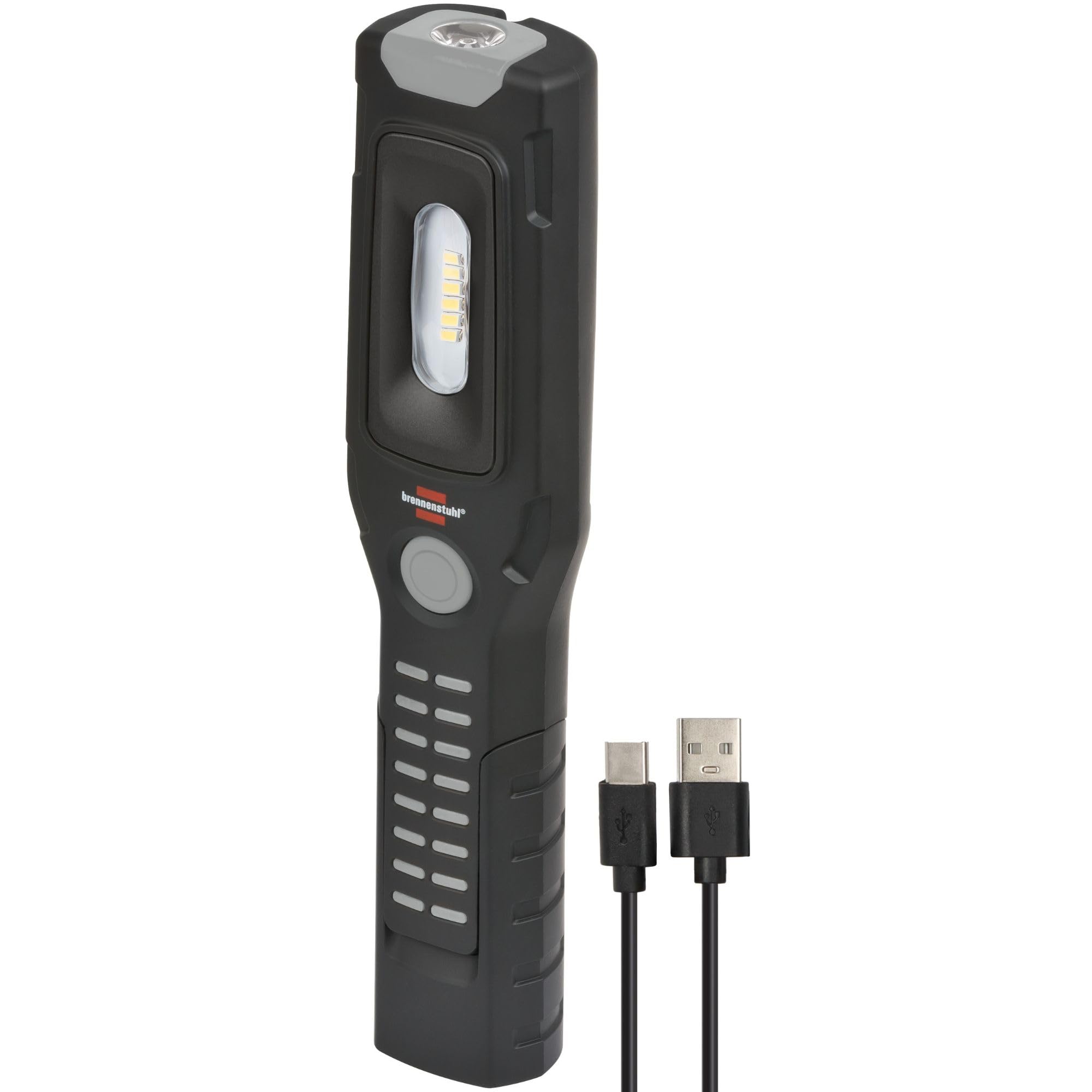 Brennenstuhl Rechargeable Inspection Lamp HL 501 A/LED Work Light with Magnet and 6 SMD-LED's (Inspection Light with max. 10h Burn time, 500lm + 120lm, 360° rotatable Hook, Bendable Stand)