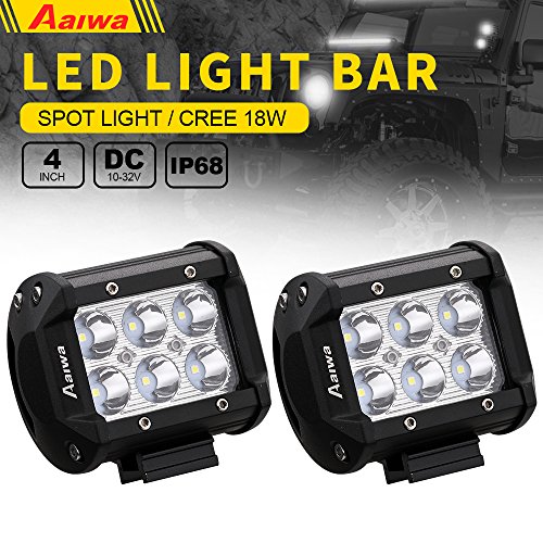 LED Pods Light Bars Aaiwa 4Inch 18W Spot Beam Driving Fog Light Off Road SUV Jeep Boat Light（2 Pack ）