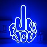FAXFSIGN Letters Gesture Neon Signs for Wall Blue LED Neon Lights USB Neon Wall Light Neon Bar Light Up Sign for Bedroom Party Pub Game Zone Decoration