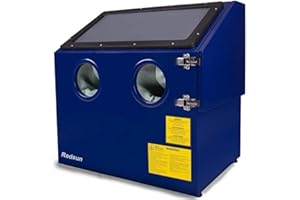 REDSUN Sand Blaster Bench Top Sandblasting Large Volume Sand Blasters Cabinet for Steel Grit, Glass Beads, Walnut Shells/Various Media Compatible Pressure Blasting Cabinet (Blue)