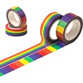 DERAYEE Rainbow Color Washi Tape, Masking Decorative Tapes for DIY Scrapbook, Planner, Arts & Crafts Gift Wrappings 4 Roll