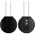 Police Badge Holder, Cowhide Law Enforcement Badge Holder, Universal Badge Holders Belt Clip with Stationary Metal Clip and Chain for Officer Gifts,Black,Circular
