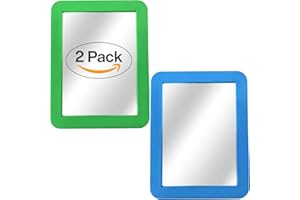 Vermo Magnetic Mirror - 2-Pack Locker Mirror - 5" x 7"- for School Locker, Bathroom, Household Refrigerator, Locker Accessory, Workshop Toolbox, Office Cabinet or More, Green and Blue