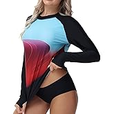 UPSOWER Rash Guard for Women UV Protection Swim Shirts Long Sleeve Quick Dry Water Tops Swimsuit with Thumb Hole
