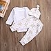Baby Girls Christmas Snowflake Bodysuits with Leggings and Hat 3pcs Outfit Set (0-3M, White)