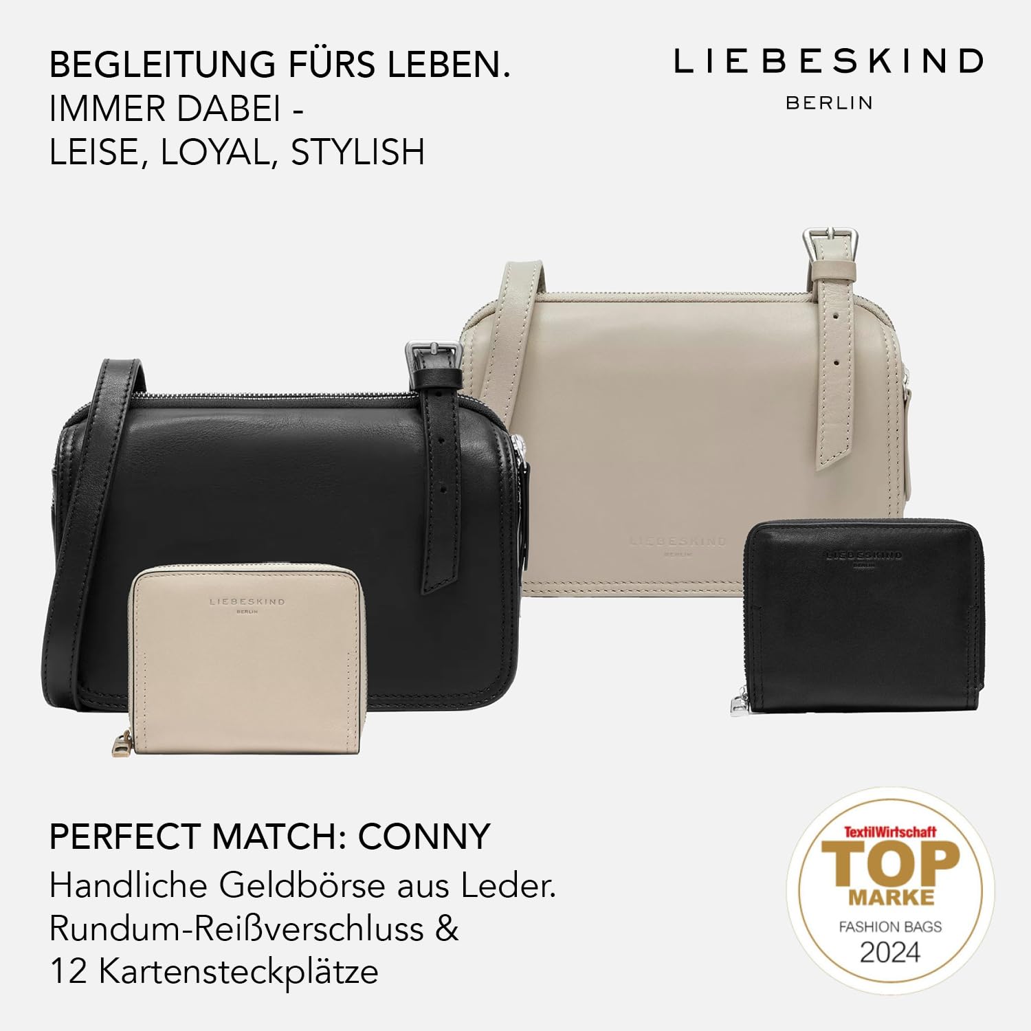 LIEBESKIND Berlin Damen-Umhängetasche „Mareike“ I Crossbody Bag aus Leder mit verstellbaren Schulterriemen I Schultertasche, großzügige Fächer mit Reißverschluss I Shoulder Bag