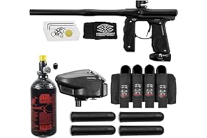 Maddog Empire Mini GS Electronic Full Auto Paintball Gun Marker w/ 48/3000 HPA Paintball Tank, Empire Halo Too Electronic Loader, 4-Pod Harness & (4) Pods Starter Package
