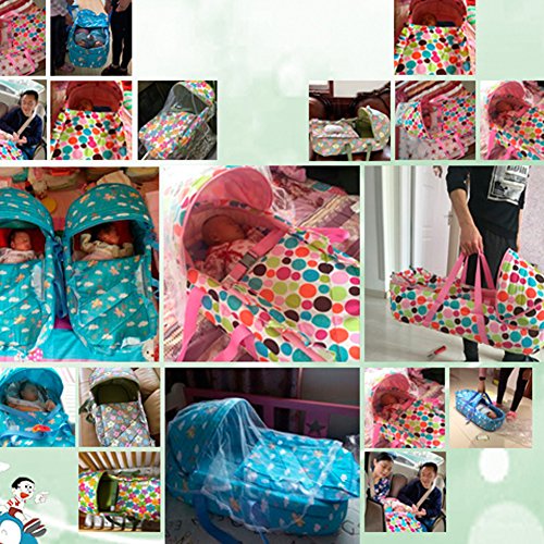 Olpchee Portable Baby Carrycot Baby Travel Bed Crib Infant Transporter Basket with Double Handle for 0-7 Months Babies (Green)