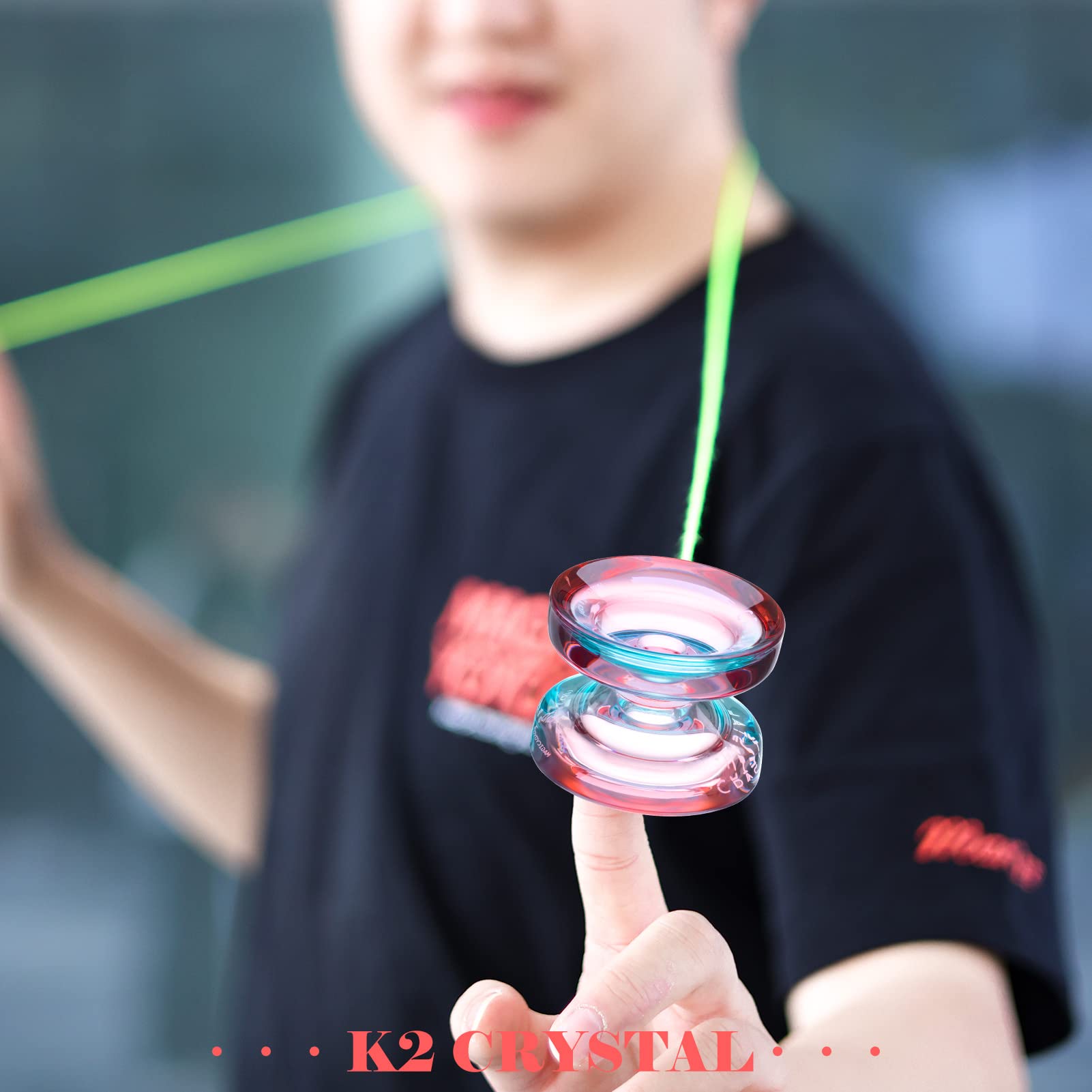 ShungRu K2 Crystal Yoyo Professional Responsive Yoyo for Beginner, Dual Purpose Plastic Yo-Yo, Unresponsive Trick Yoyo with 12 Yoyo Strings, Yoyo Case Bag + Removal Bearing Tool (Red + Blue Gradient)