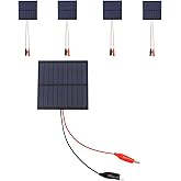 KEJNYT Small Solar Panels 1W 5V 200mA, 5-Pack Wire Clips Mini Solar Panel | Mini Solar PV Cells for DIY toys electronics, STEM projects, crafts lights Phone Charger kit models experiments; 89.5x89.5mm